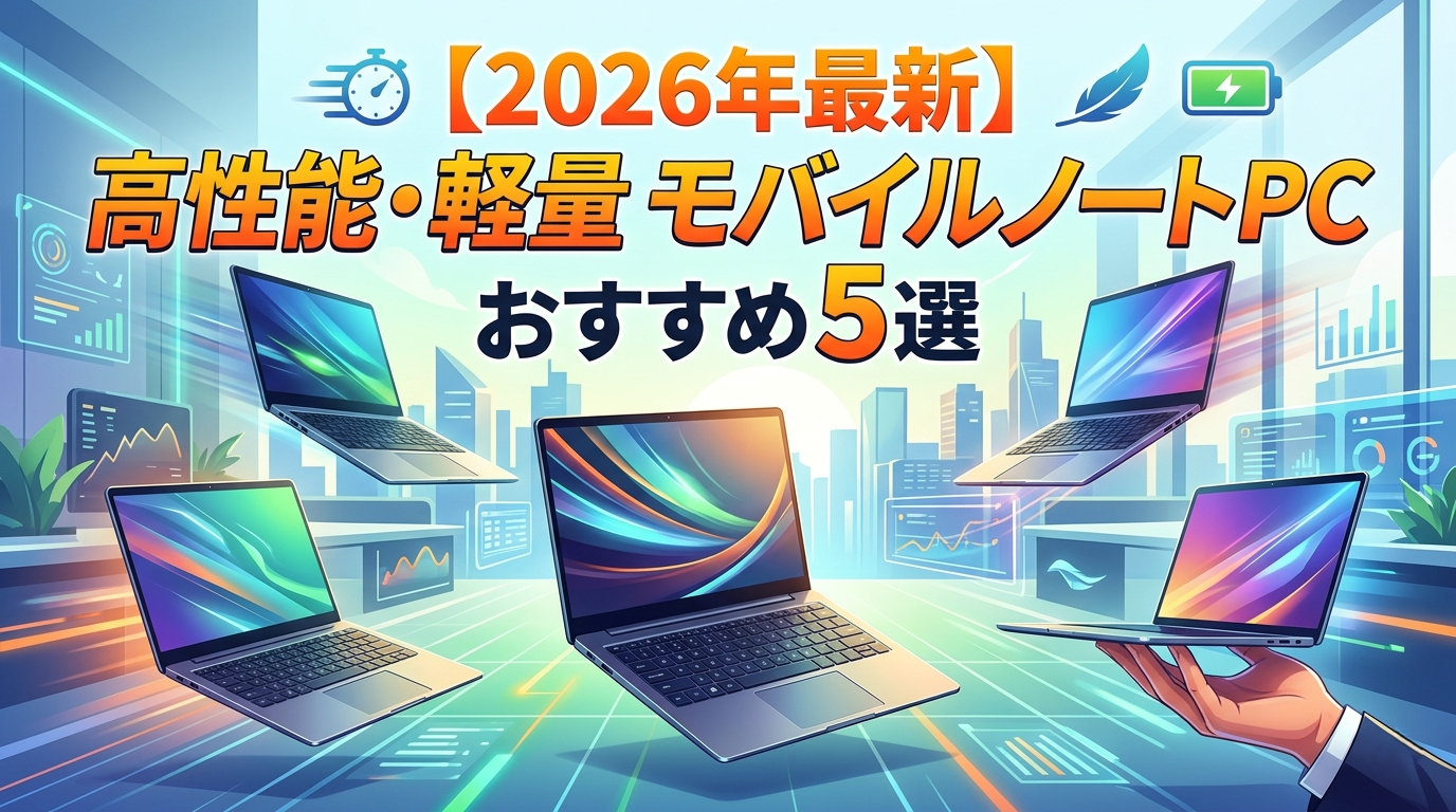 【2026年最新】モバイルノートPCおすすめ5選｜持ち運べる高性能・軽量モデルを徹底比較