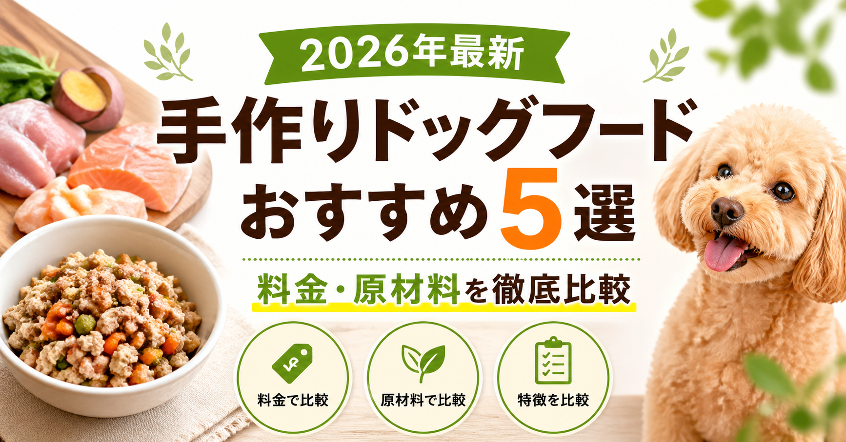 【2026年最新】手作りドッグフードおすすめ5選|料金・原材料を徹底比較