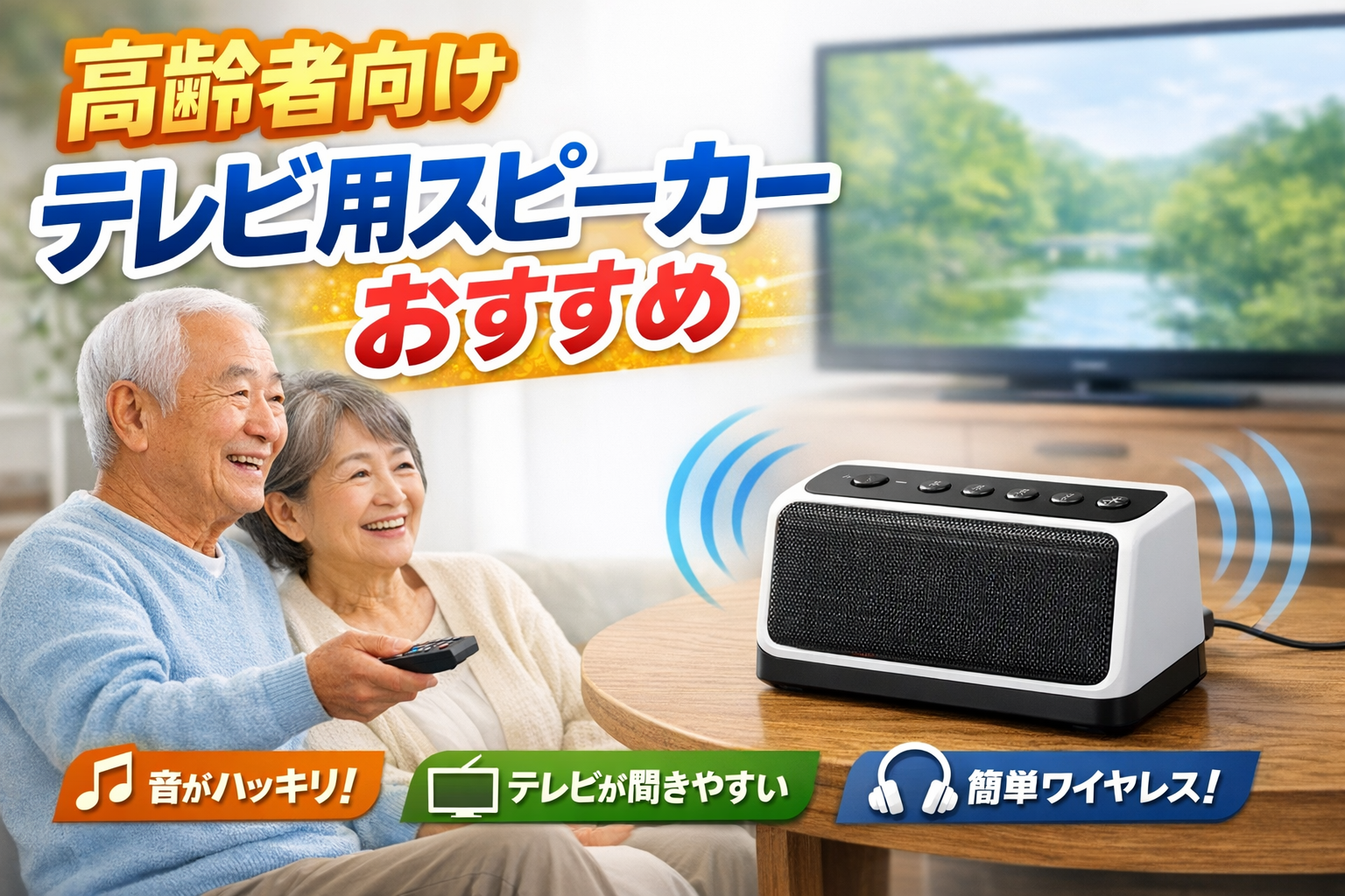 【2026年最新】高齢者向けテレビ用スピーカーおすすめ5選｜「音量を上げても聴こえない」を根本解決する方法とは？
