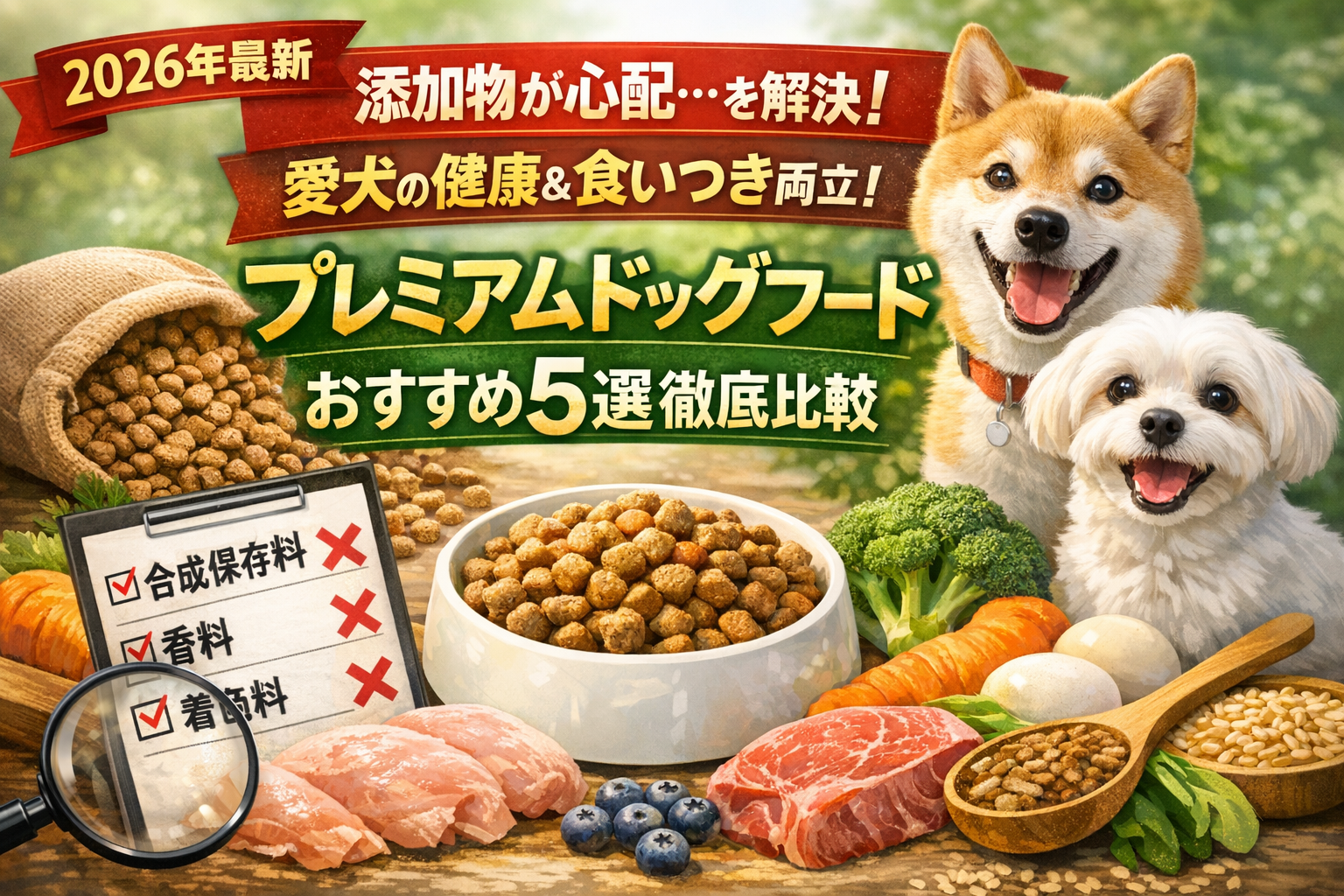 【2026年最新】「添加物が心配…」を解決！愛犬の健康と食いつきを両立するプレミアムドッグフードおすすめ5選を徹底比較