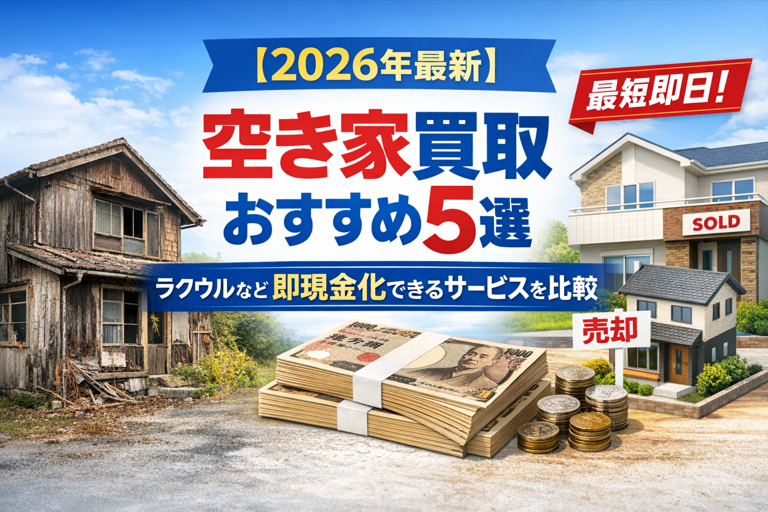 【2026年最新】空き家買取おすすめ5選｜ラクウルなど即現金化できるサービスを比較