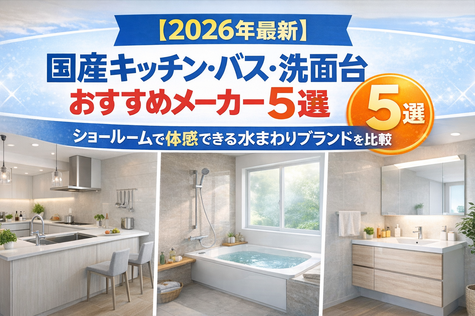【2026年最新】国産キッチン・バス・洗面台おすすめメーカー5選｜ショールームで体感できる水まわりブランドを比較