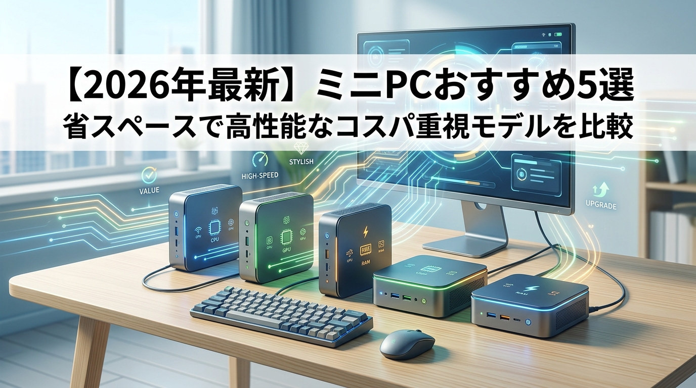 【2026年最新】ミニPCおすすめ5選｜省スペースで高性能なコスパ重視モデルを比較