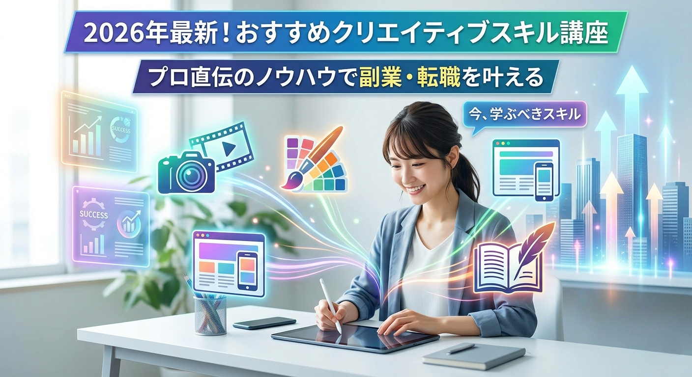 【2026年最新】クリエイティブスキルが学べるオンライン講座おすすめ3選｜プロ直伝のノウハウで副業・転職を叶える