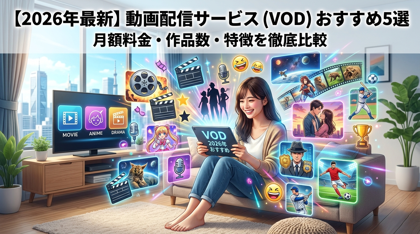 【2026年最新】動画配信サービス（VOD）おすすめ5選｜月額料金・作品数・特徴を徹底比較