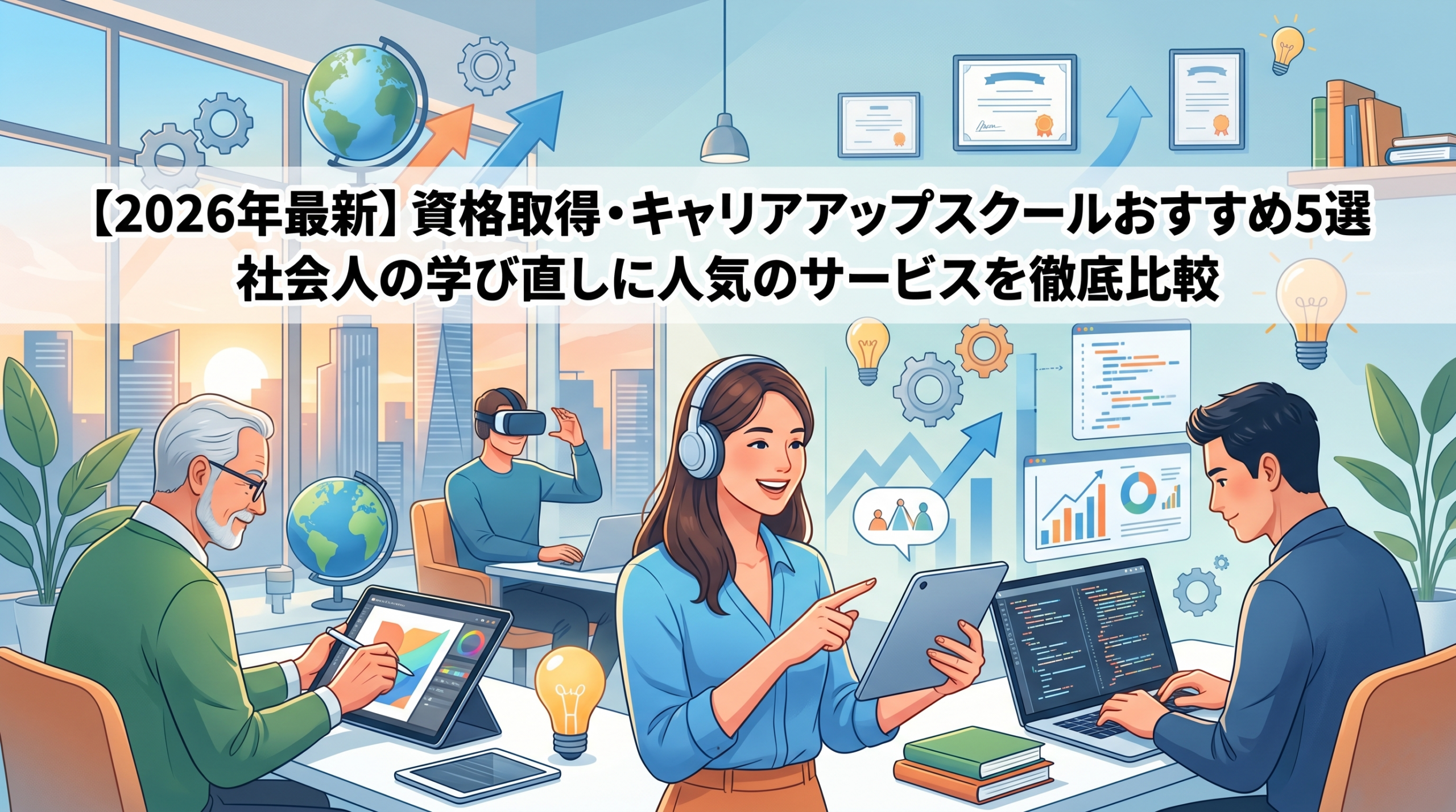 【2026年最新】資格取得・キャリアアップスクールおすすめ5選｜社会人の学び直しに人気のサービスを徹底比較