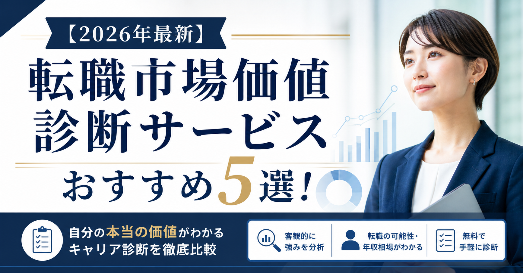 【2026年最新】転職市場価値診断サービスおすすめ5選！自分の本当の価値がわかるキャリア診断を徹底比較